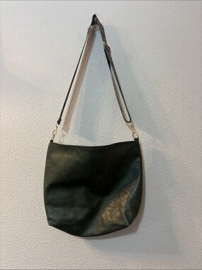 Dark Green Leather Shoulder Bag - Classic Women’s Hobo